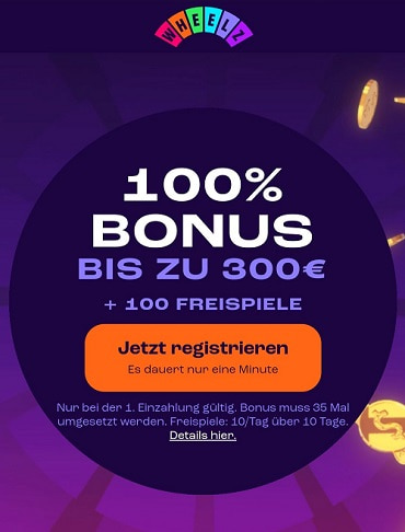 Bonus de casino Wheelz et Tours gratuits